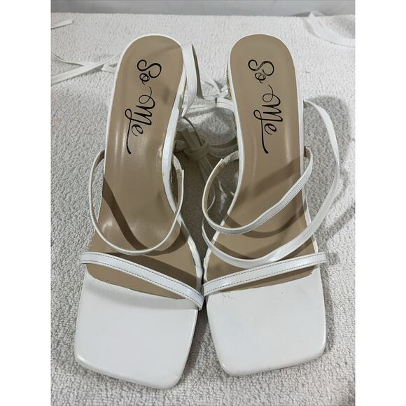 So Me Espadrille Wedges Sandals Womens 10 White Strappy Heels - Picture 5 of 7